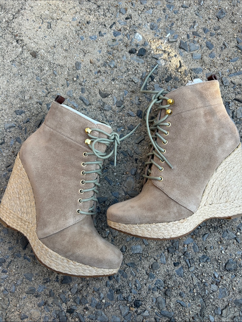 Michael Kors Jada Ankle Suede Lace-Up Wedge Booties